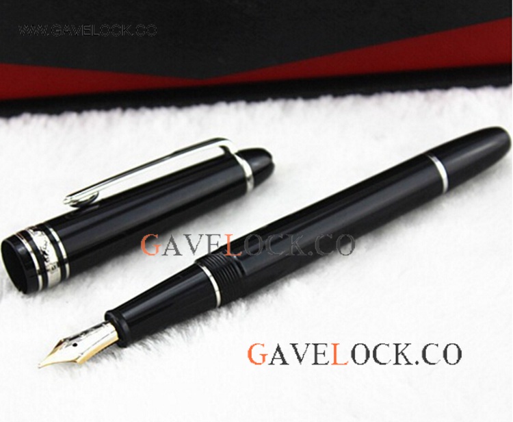 Midsize Montblanc Meisterstuck Black Resin Sliver Clip Fountain Pen Fake
